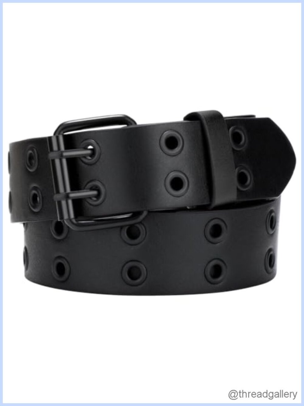 Double Grommet Studded Belt Faux Leather Punk Belt Adjustable 1.5in